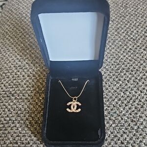 Chanel Gold W/ Pink & White & Pearl  Pendant Necklace, Unbranded Chain 16" Chain